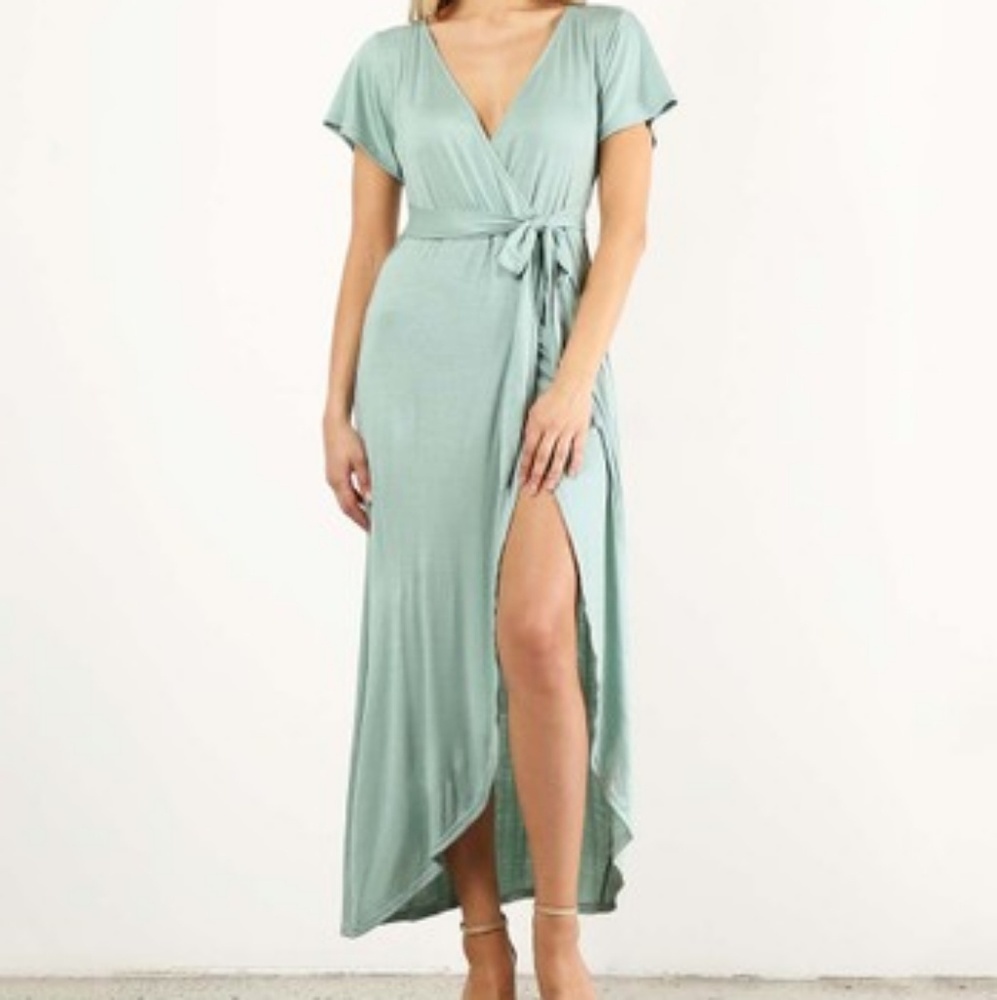 J Mode green beachy faux wrap dress size small
